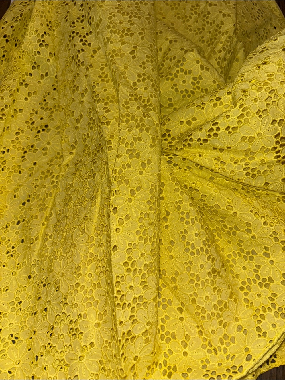 Nina Ricci Yellow Eyelet Midi Dress with Halter straps - Picture 11 of 12